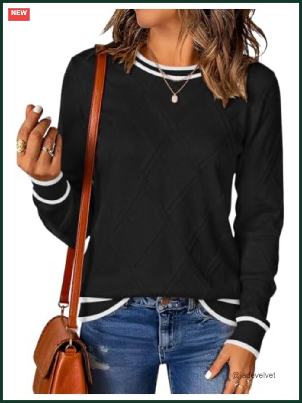 Women's Cable Knit Sweater Long Sleeve Crew Neck Pullover Top